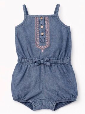 Carters Baby Denim Embroidered Romper 3M